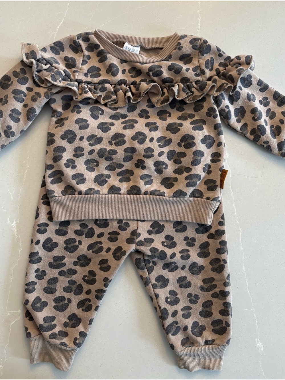 Baby Leopard Ruffle Sweatshirt & Jogger Set - Picture 2 of 4